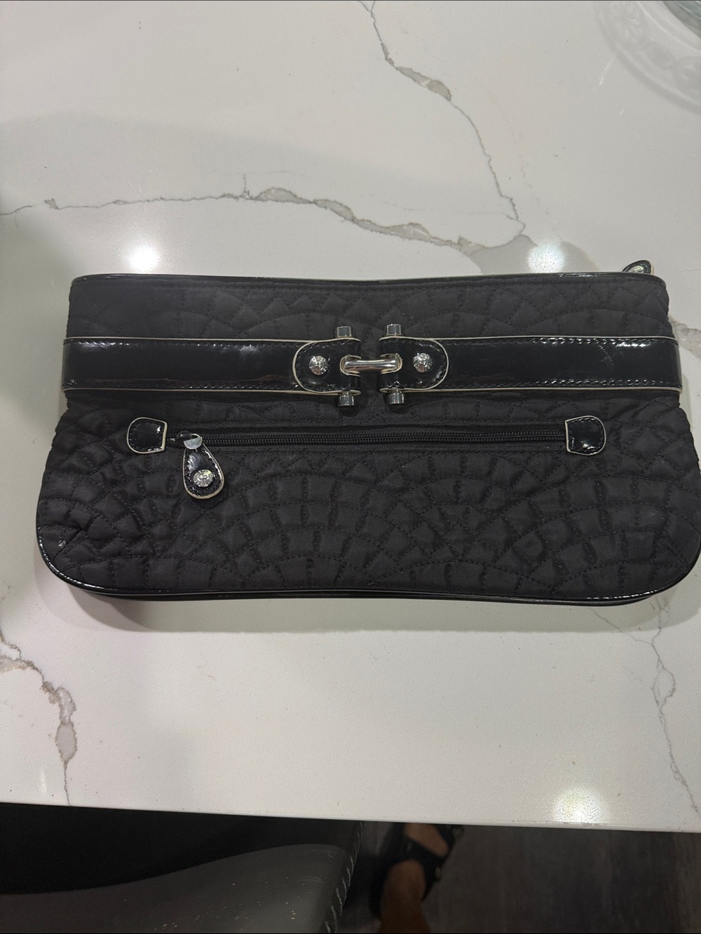 Vera Bradley Black Quilted Clutch with Silver Hardware